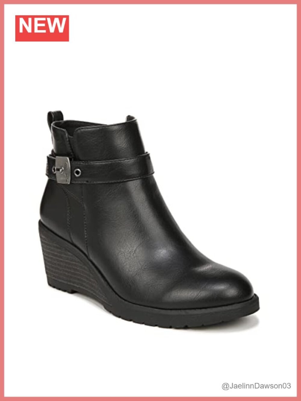 Faux Leather Wedge Ankle Bootie with Inside Zipper